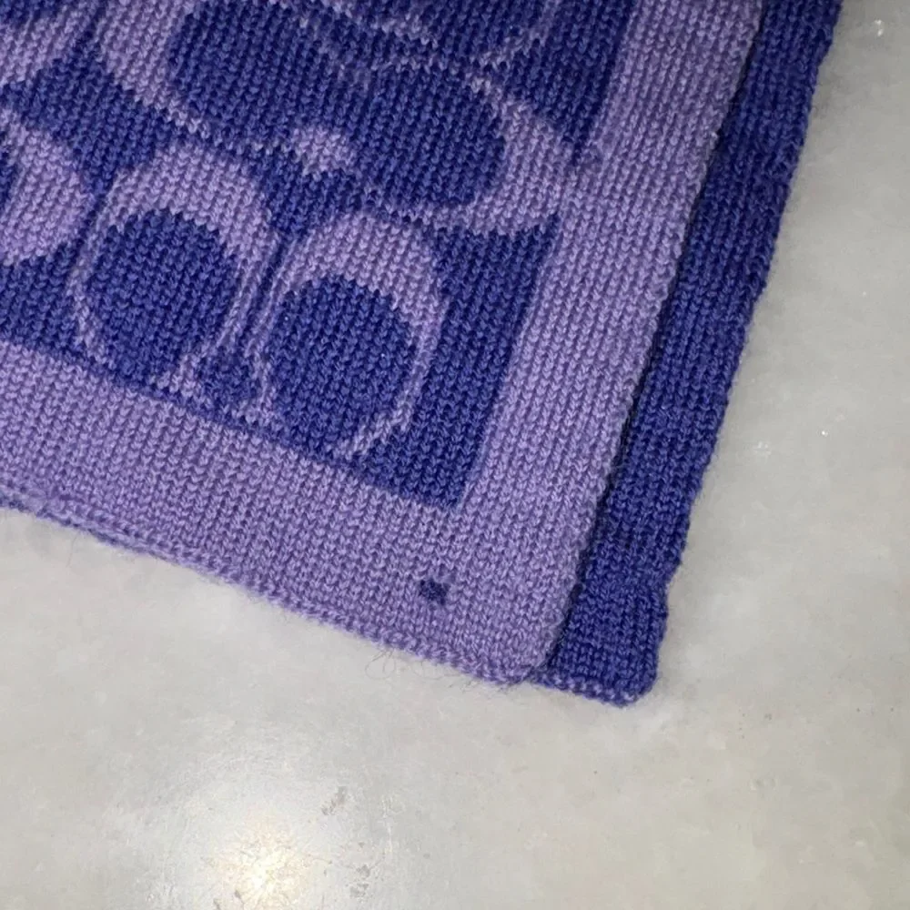 Coach Reversible Signature C Monogram Merino Wool Knit Scarf Purple Lavender